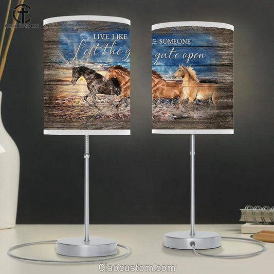 Running Horses Ocean Live Like Someone Lamp Art Table Lamp - Christian Room Decor - Gifts For Horse Lovers