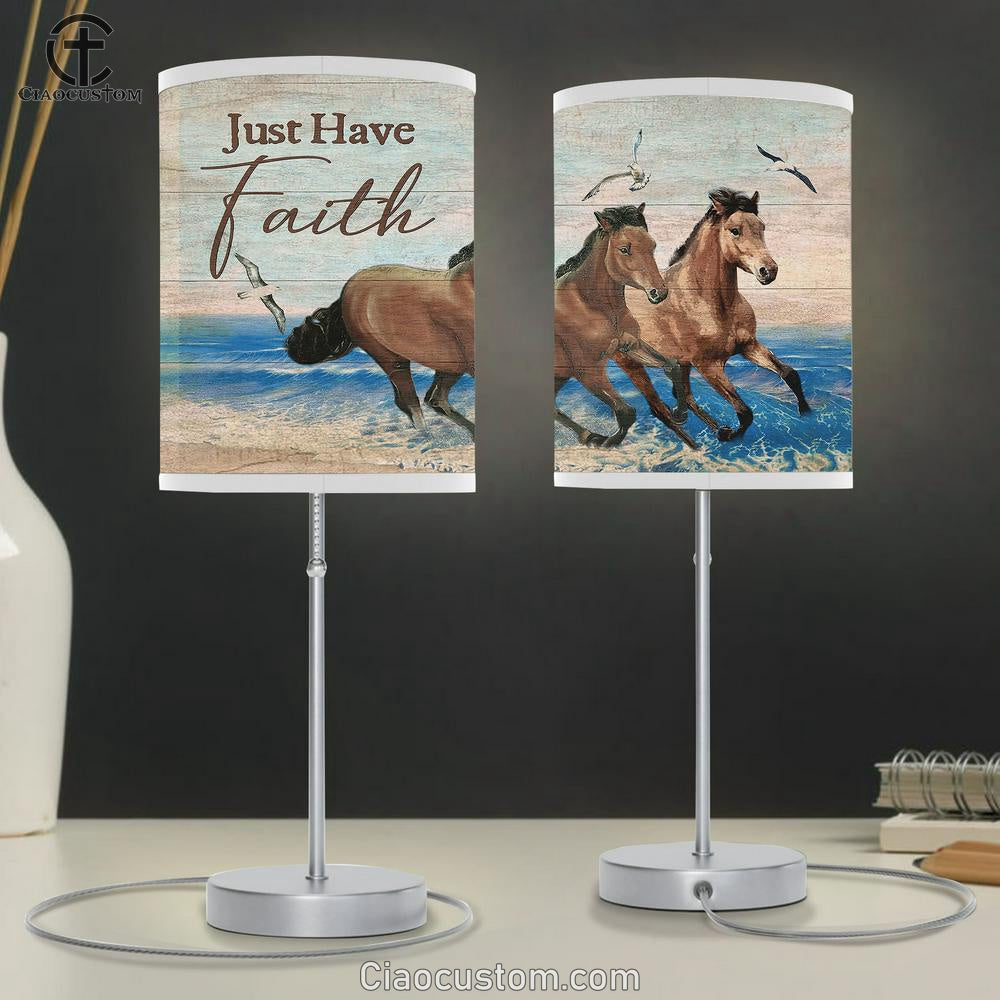 Running horses Just have faith Table Lamp For Bedroom - Bible Verse Table Lamp - Religious Room Decor