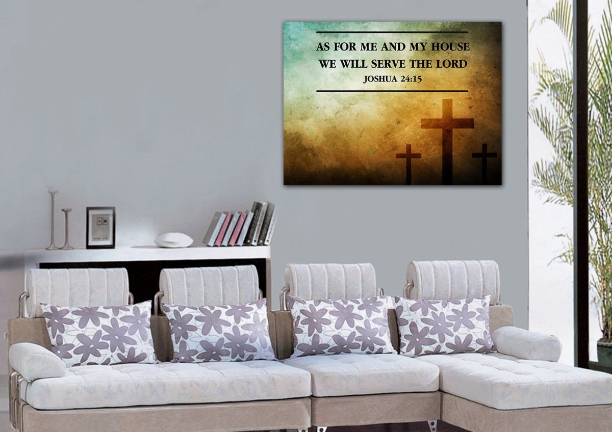 Rustic Crosses As For Me And My House We Will Serve The Lord Wall Art - Christian Canvas Wall Art