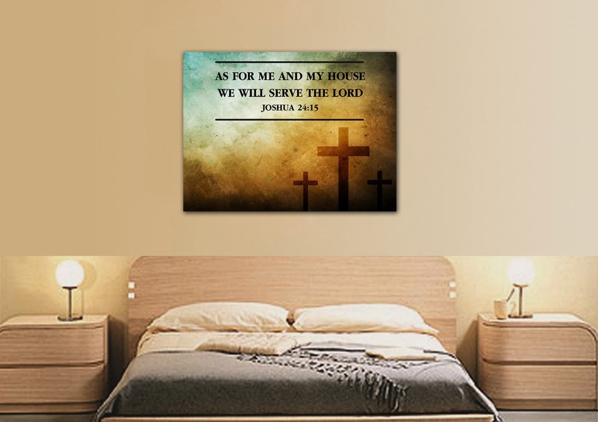 Rustic Crosses As For Me And My House We Will Serve The Lord Wall Art - Christian Canvas Wall Art