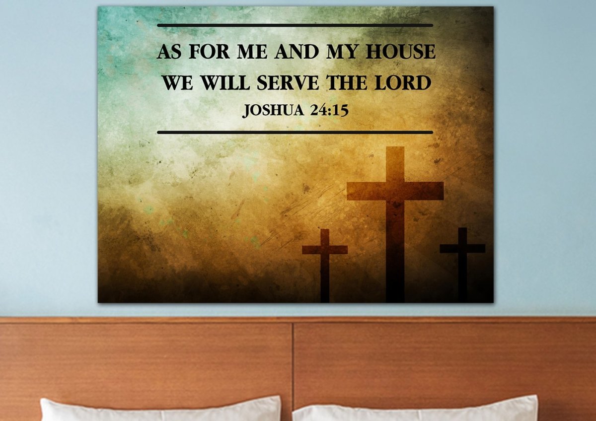 Rustic Crosses As For Me And My House We Will Serve The Lord Wall Art - Christian Canvas Wall Art