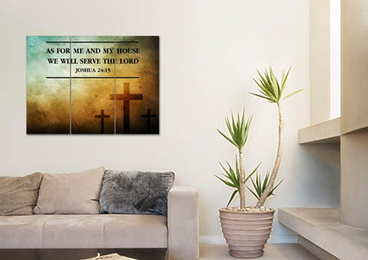 Rustic Crosses As For Me And My House We Will Serve The Lord Wall Art - Christian Canvas Wall Art