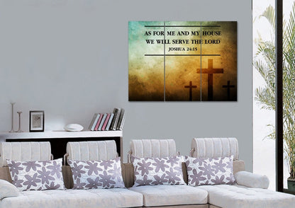 Rustic Crosses As For Me And My House We Will Serve The Lord Wall Art - Christian Canvas Wall Art