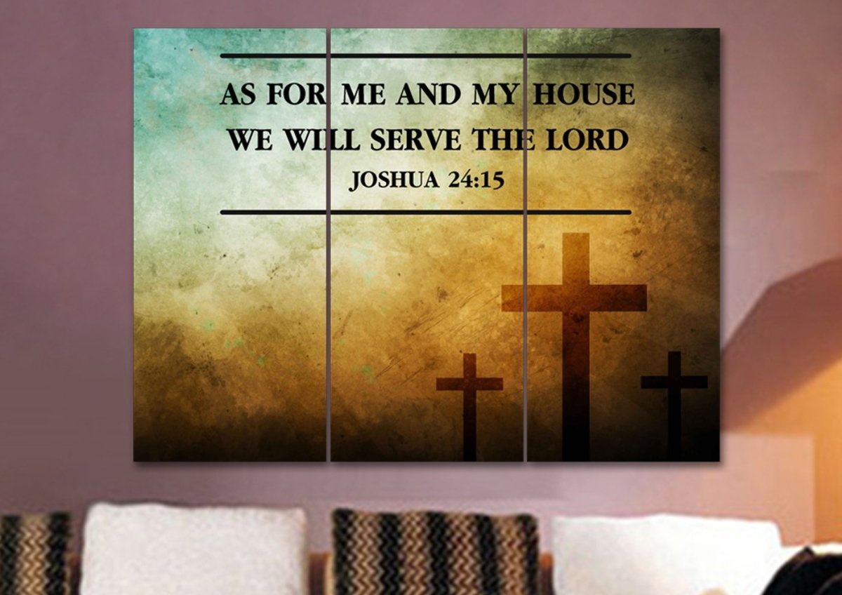 Rustic Crosses As For Me And My House We Will Serve The Lord Wall Art - Christian Canvas Wall Art