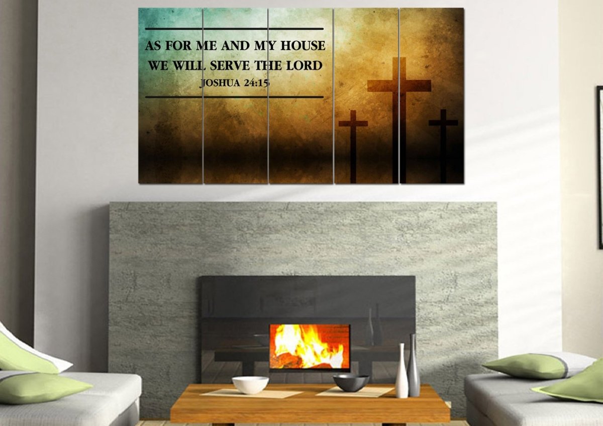 Rustic Crosses As For Me And My House We Will Serve The Lord Wall Art - Christian Canvas Wall Art