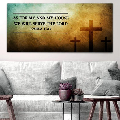 Rustic Crosses As For Me And My House We Will Serve The Lord Wall Art - Christian Canvas Wall Art