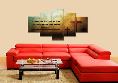 Rustic Crosses As For Me And My House We Will Serve The Lord Wall Art - Christian Canvas Wall Art