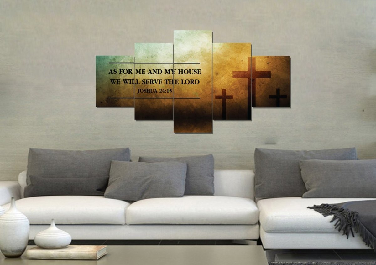 Rustic Crosses As For Me And My House We Will Serve The Lord Wall Art - Christian Canvas Wall Art