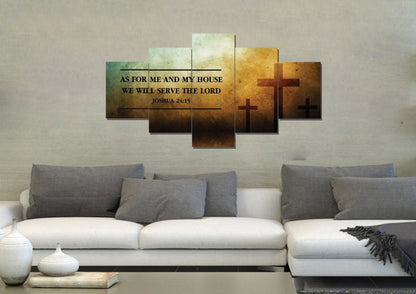 Rustic Crosses As For Me And My House We Will Serve The Lord Wall Art - Christian Canvas Wall Art