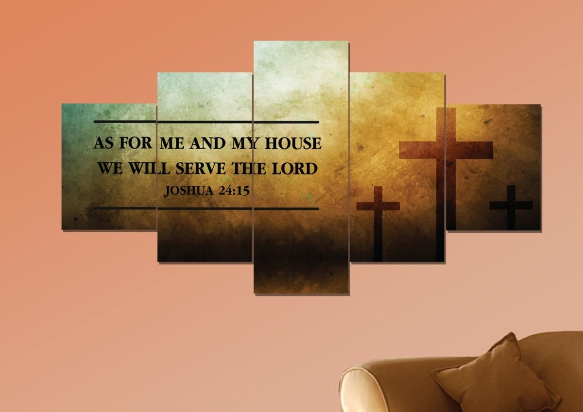 Rustic Crosses As For Me And My House We Will Serve The Lord Wall Art - Christian Canvas Wall Art