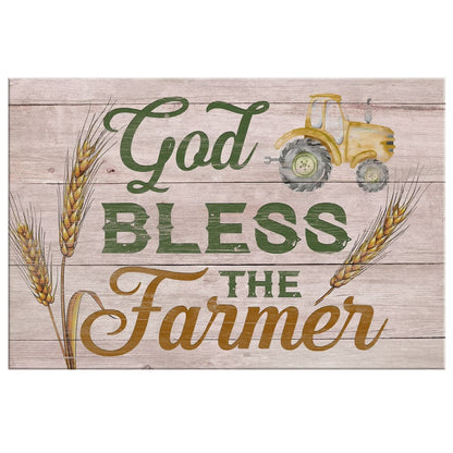 Rustic Farmhouse God Bless The Farmer Canvas Wall Art - Christian Canvas - Faith Canvas