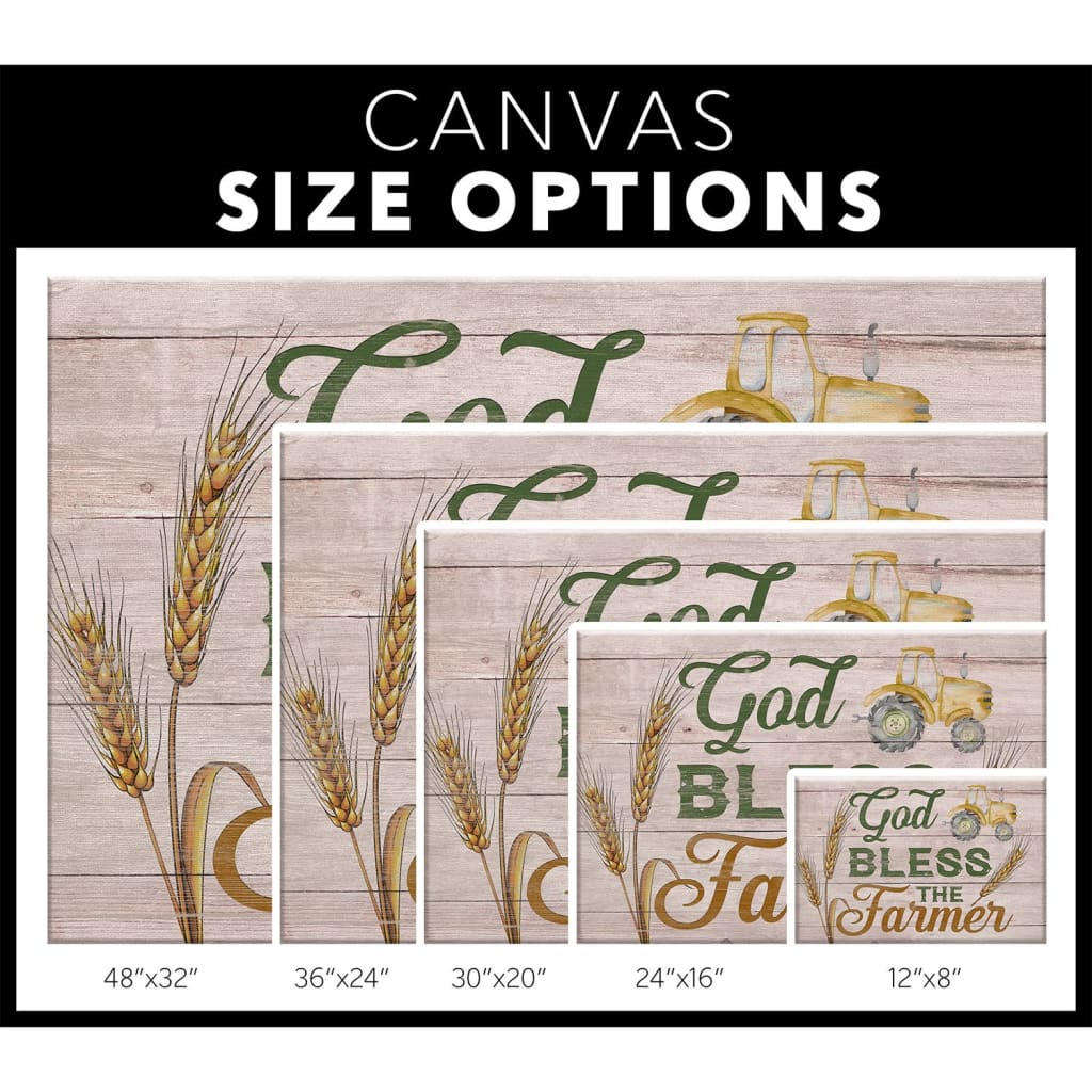 Rustic Farmhouse God Bless The Farmer Canvas Wall Art - Christian Canvas - Faith Canvas