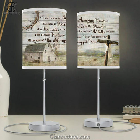 Rustic Farmhouse I Still Believe In Amazing Grace Christian Table Lamp For Bedroom - Christian Room Decor
