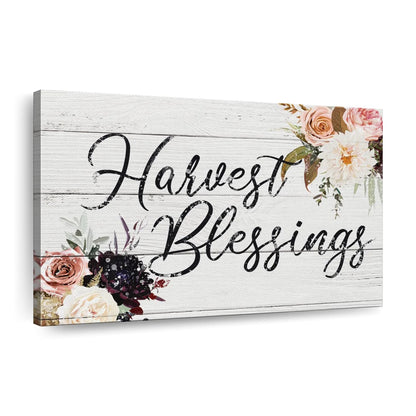 Rustic Harvest Blessings Canvas Wall Art - Christian Canvas Wall Art - Religious Wall Art Canvas