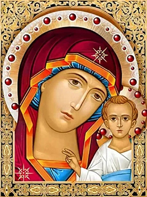 5D Diamond Painting Our Lady of Kazan - DIY Full Round Cross Stitch & Rhinestones for Home Decor