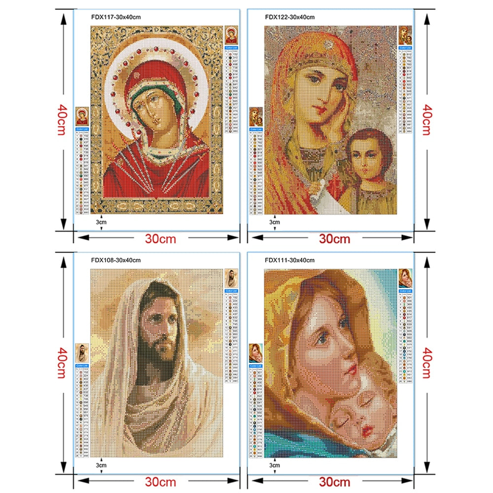 5D Diamond Painting - Virgin of Vladimir - DIY Full Round Cross Stitch & Rhinestones for Home Decor