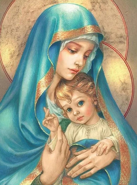 5D Diamond Painting of Mother Mary - DIY Full Round Cross Stitch & Rhinestones for Home Decor 1