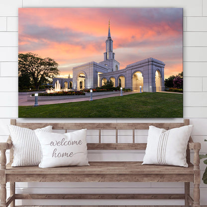 Sacramento California Temple Sunset Canvas Wall Art - Jesus Christ Picture - Canvas Christian Wall Art