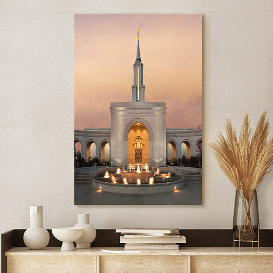 Sacramento Temple Evening Fountain Canvas Pictures - Jesus Canvas Art - Christian Wall Art