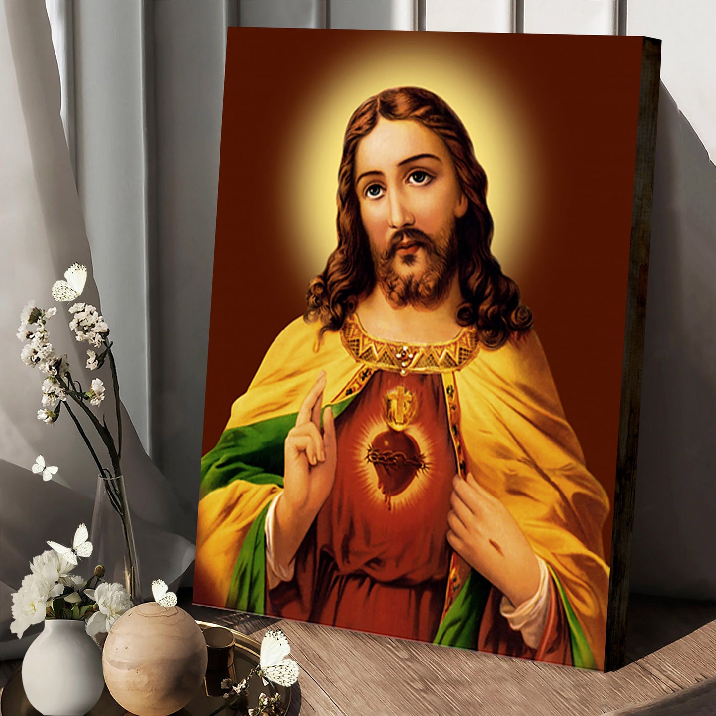 Sacred Heart Jesus Christ Canvas Wall Art - Jesus Christ Canvas - Christian Wall Art