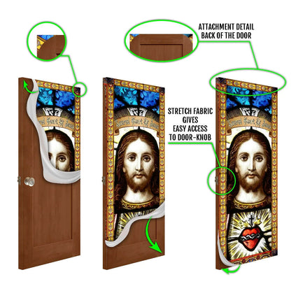 Sacred Heart Of Jesus. Christian Door Cover - Religious Door Decorations - Christian Home Decor