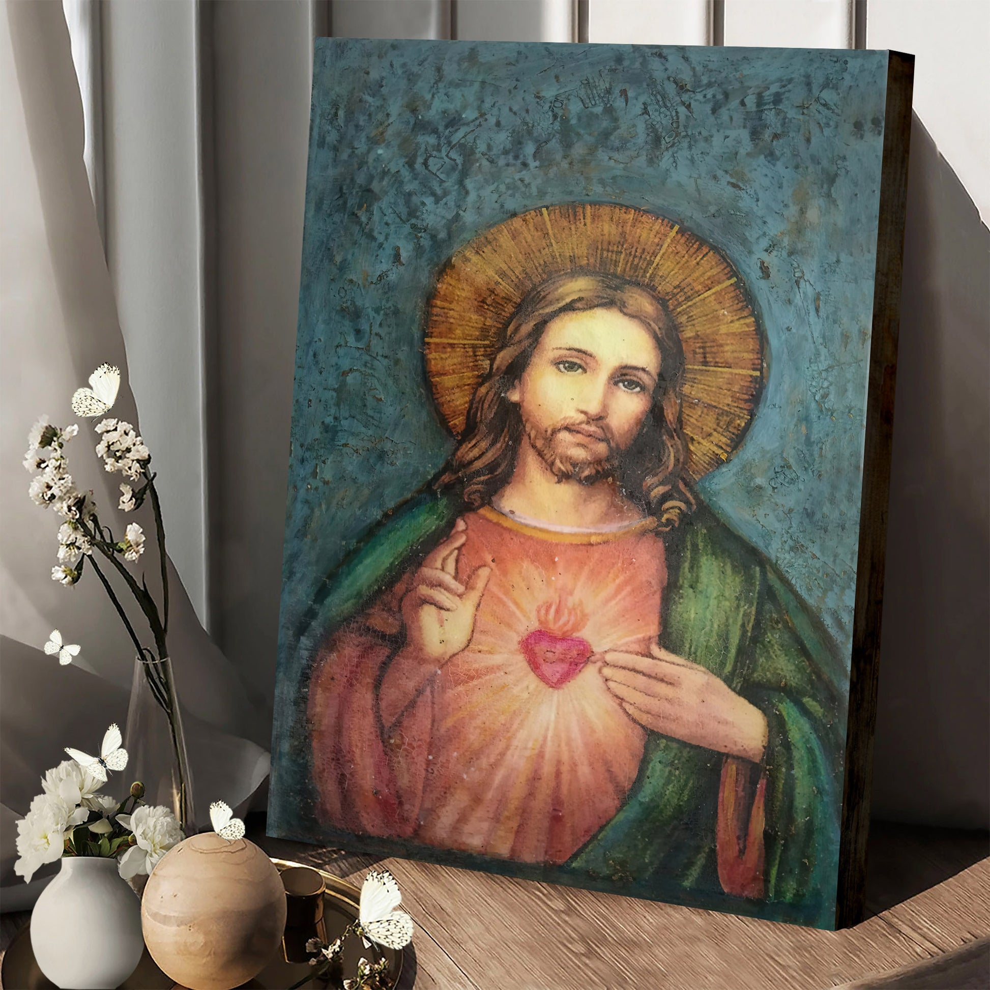 Sacred Heart Of Jesus Canvas Wall Art - Jesus Portrait Picture - Religious Gift - Christian Wall Art Decor