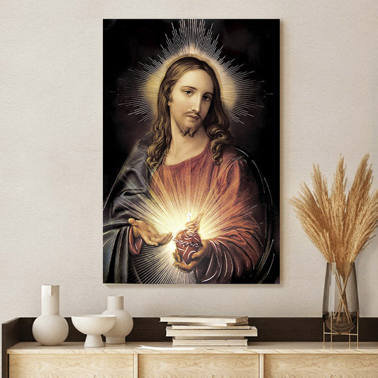 Sacred Heart Of Jesus Christ Canvas Wall Art - Jesus Christ Canvas - Christian Wall Art