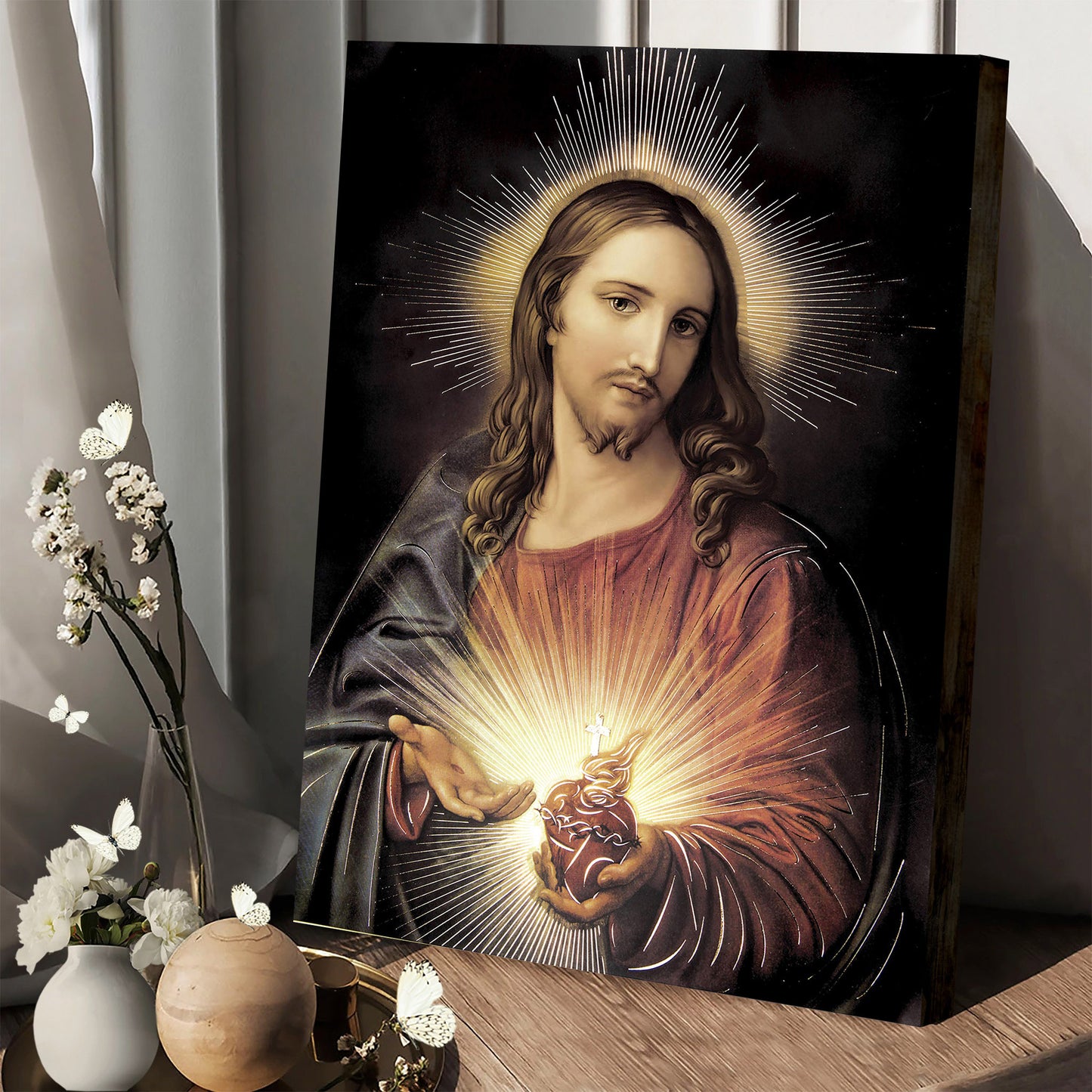 Sacred Heart Of Jesus Christ Canvas Wall Art - Jesus Christ Canvas - Christian Wall Art