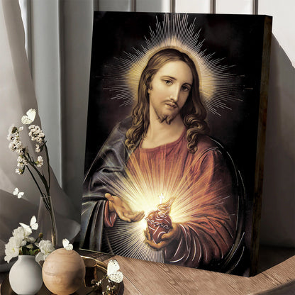Sacred Heart Of Jesus Christ Canvas Wall Art - Jesus Christ Canvas - Christian Wall Art