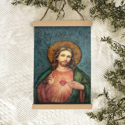 Sacred Heart Of Jesus Hanging Canvas Wall Art - Jesus Portrait Picture - Religious Gift - Christian Wall Art Decor