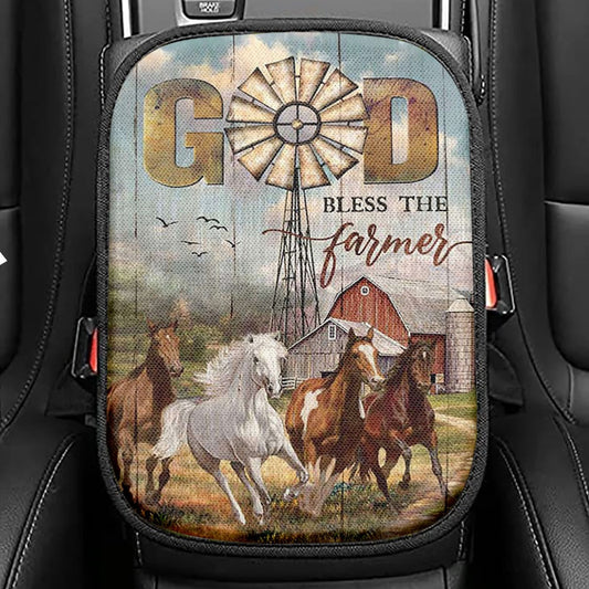 Sacred Heart Of Jesus Seat Box Cover, Inspirational Car Center Console Cover, Christian Car Interior Accessories