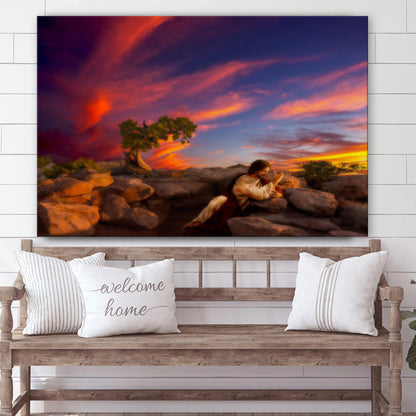 Sacred Prayer Canvas Wall Art - Jesus Picture - Christian Wall Decor