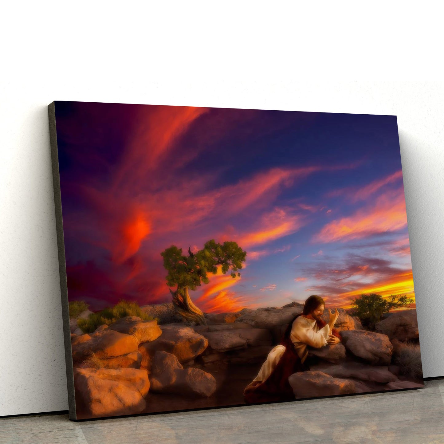 Sacred Prayer Canvas Wall Art - Jesus Picture - Christian Wall Decor