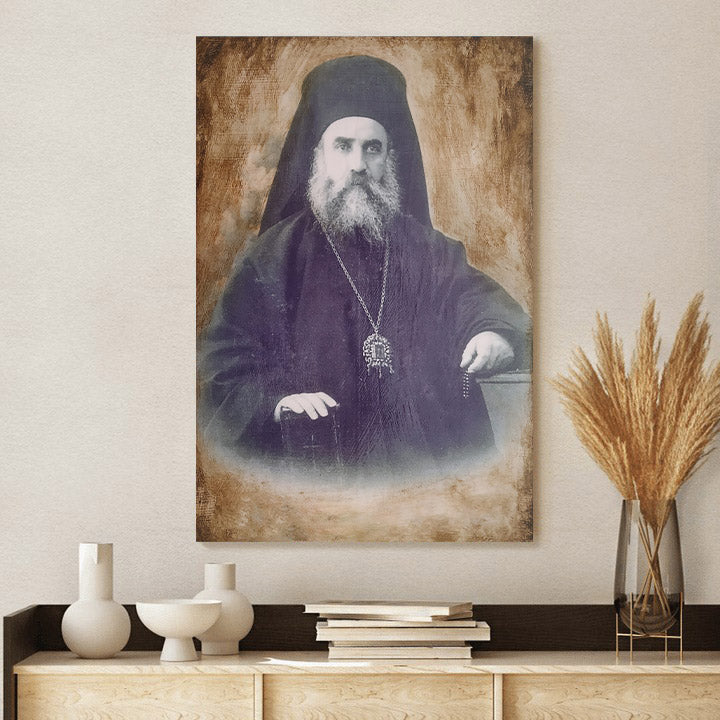 Saint Nektarios Face Portrait Canvas Wall Art - Christian Wall Art Decor - Religious Wall Art Canvas