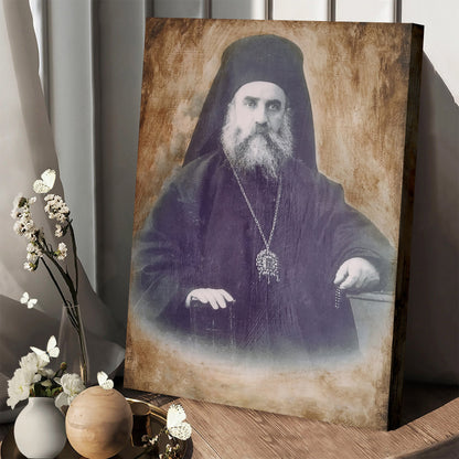 Saint Nektarios Face Portrait Canvas Wall Art - Christian Wall Art Decor - Religious Wall Art Canvas