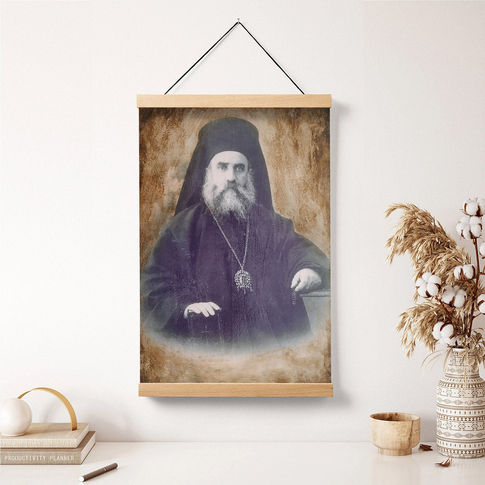 Saint Nektarios Face Portrait Hanging Canvas Wall Art - Christian Wall Art Decor - Religious Hanging Canvas Wall Art