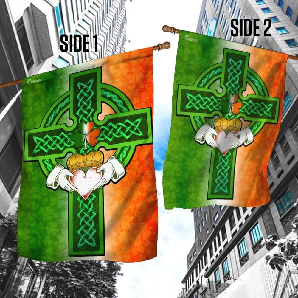 Saint Patricks Day Irish Celtic Cross House Flag - St Patrick's Day Garden Flag - St. Patrick's Day Decorations