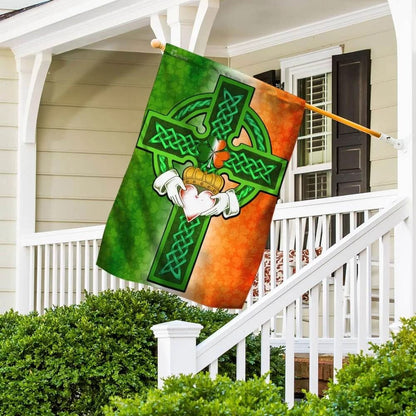 Saint Patricks Day Irish Celtic Cross House Flag - St Patrick's Day Garden Flag - St. Patrick's Day Decorations