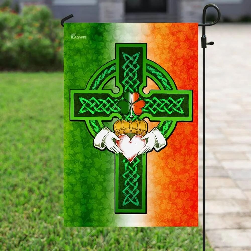 Saint Patricks Day Irish Celtic Cross House Flag - St Patrick's Day Garden Flag - St. Patrick's Day Decorations