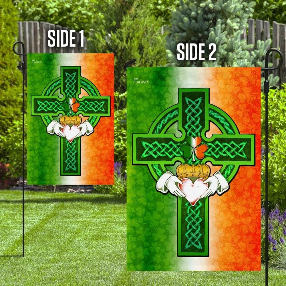 Saint Patricks Day Irish Celtic Cross House Flag - St Patrick's Day Garden Flag - St. Patrick's Day Decorations