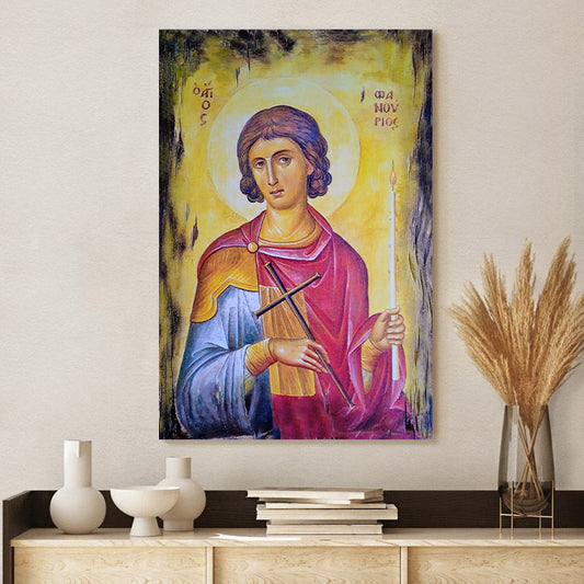 Saint St Fanourios Canvas Wall Art - Christian Wall Art Decor - Religious Wall Art Canvas