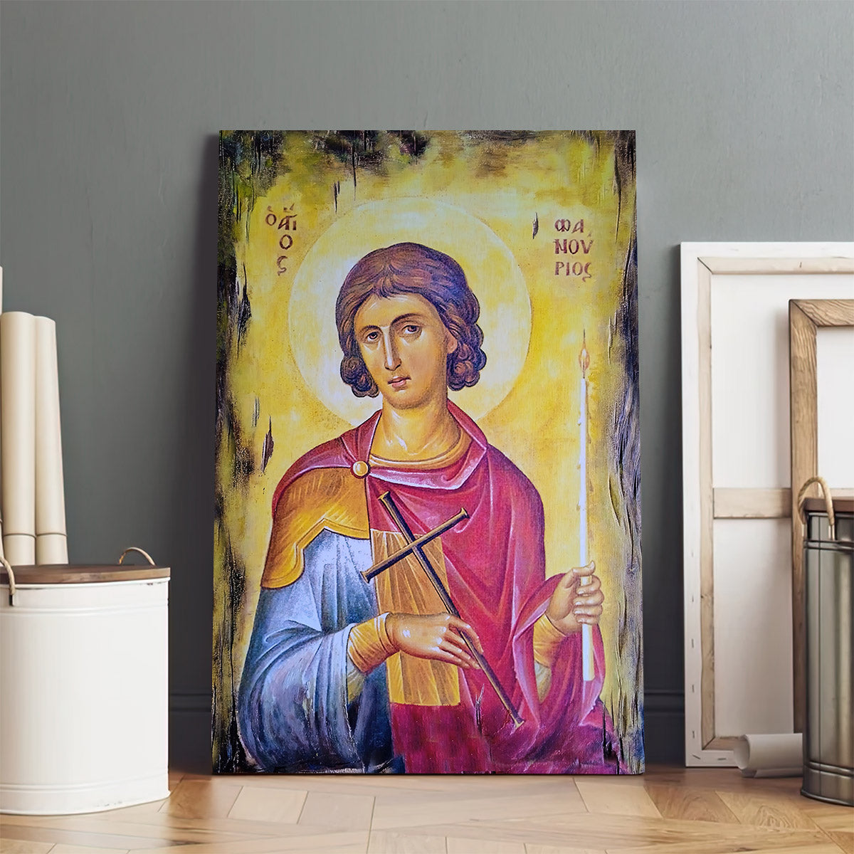 Saint St Fanourios Canvas Wall Art - Christian Wall Art Decor - Religious Wall Art Canvas