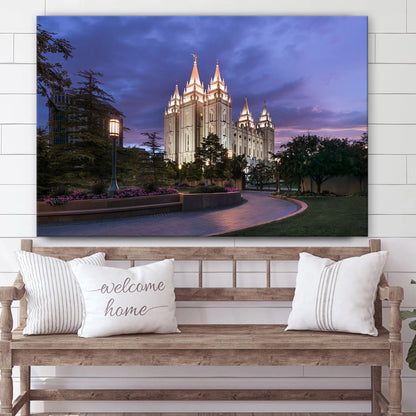 Salt Lake City Temple Blue Hour Canvas Wall Art - Jesus Christ Picture - Canvas Christian Wall Art