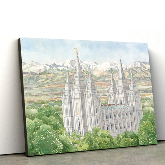 Salt Lake City Temple Canvas Wall Art - Jesus Christ Picture - Canvas Christian Wall Art