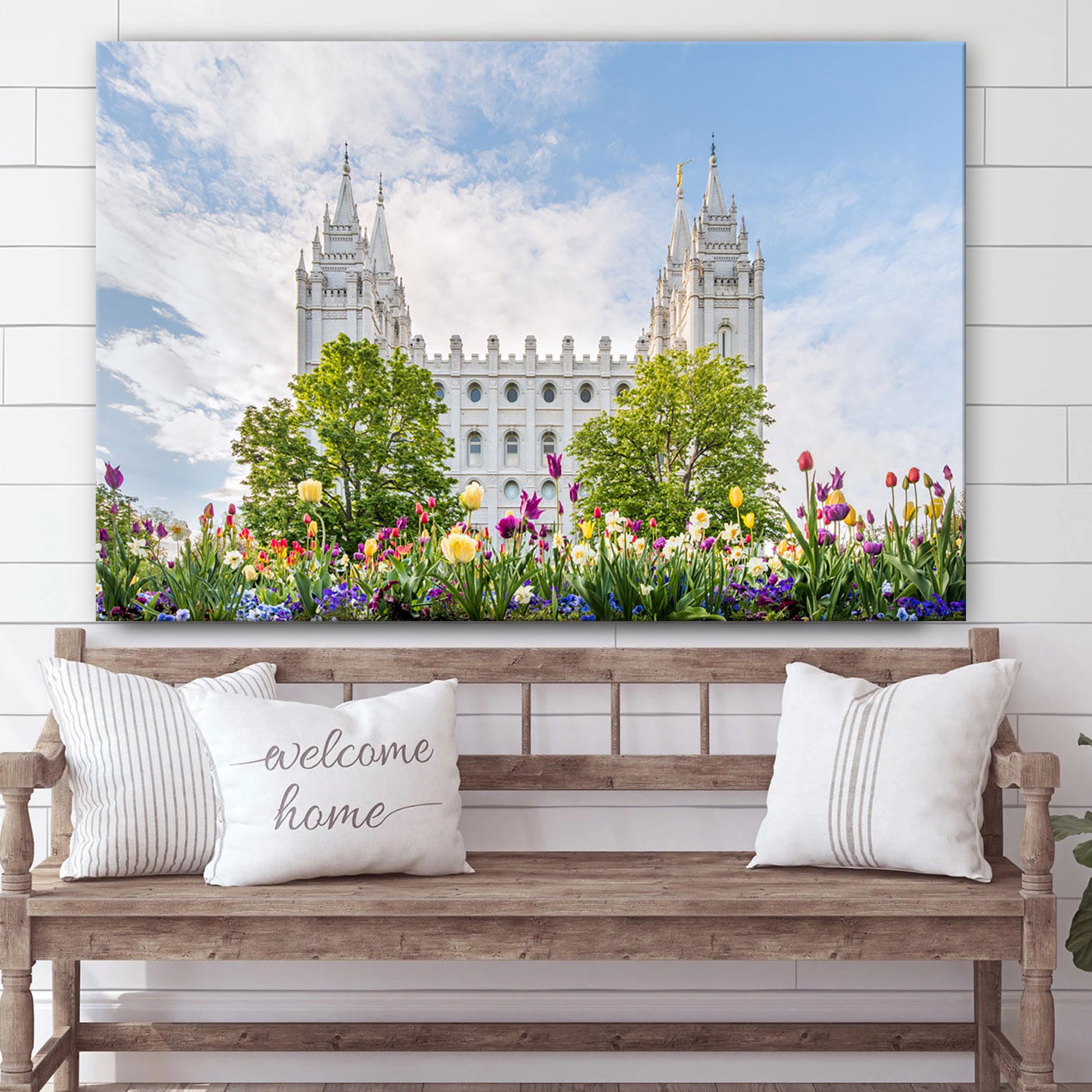 Salt Lake City Utah Temple Assurance Of Spring Canvas Wall Art - Jesus Christ Picture - Canvas Christian Wall Art