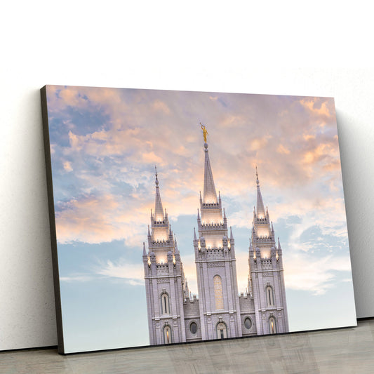 Salt Lake City Utah Temple Guiding Lights Canvas Wall Art - Jesus Christ Picture - Canvas Christian Wall Art