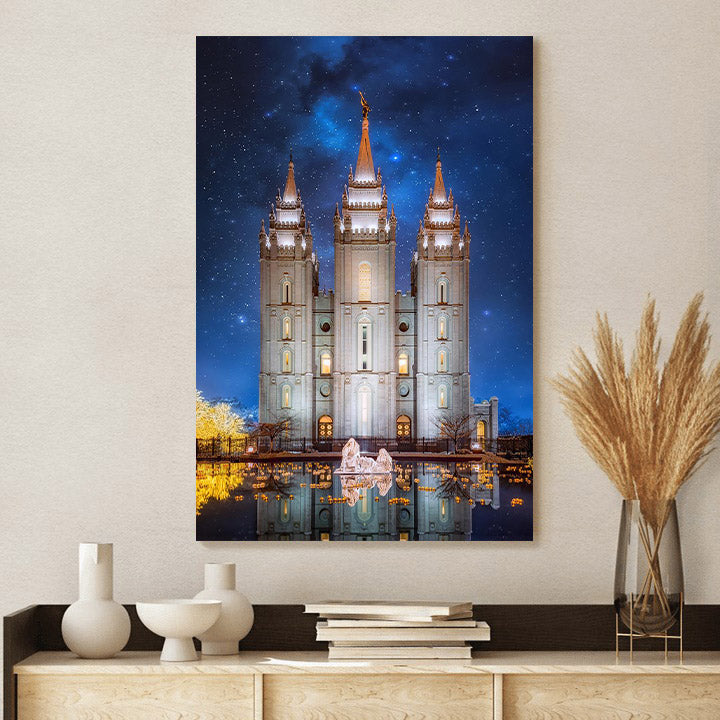 Salt Lake Starry Night Nativity Canvas Wall Art - Christian Wall Decor
