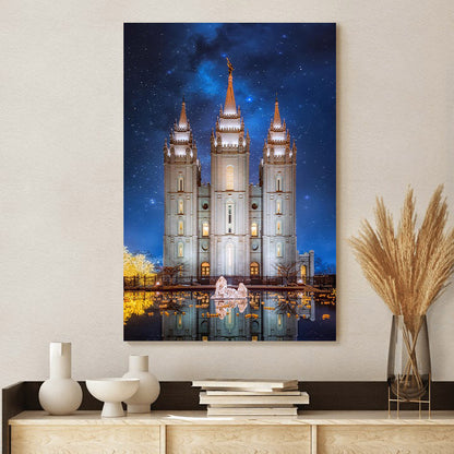 Salt Lake Starry Night Nativity Canvas Wall Art - Christian Wall Decor