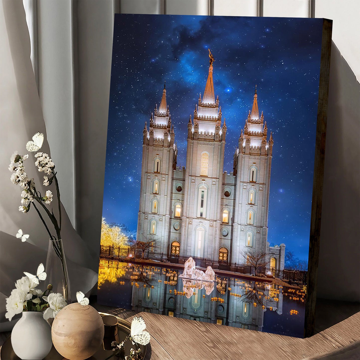 Salt Lake Starry Night Nativity Canvas Wall Art - Christian Wall Decor