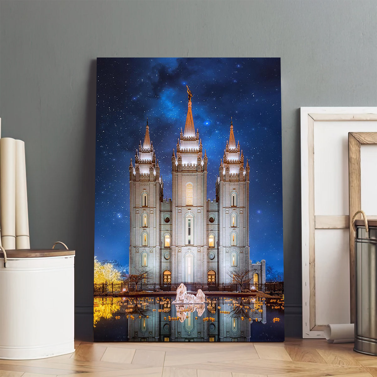 Salt Lake Starry Night Nativity Canvas Wall Art - Christian Wall Decor
